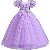 IDOPIP Flower Girl Sequin Lace-up Bow Dress for Kid Wedding Bridesmaid Pageant Party Formal Long Gown Communion Tulle Dresses