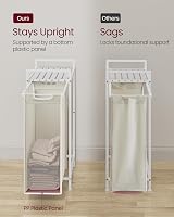 VASAGLE Laundry Basket Hamper with Shelf 47 L 42 x 28 x 75 cm Cream White view 4