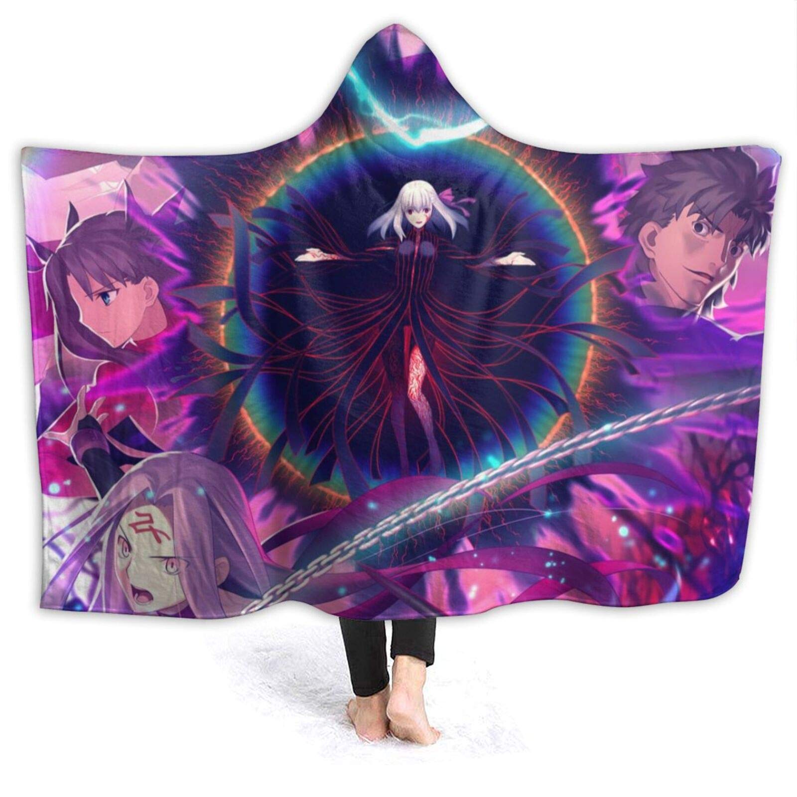 ZRINER Fate-Stay-Night- Wearable Blanket Flannel Hooded Robe Cloak Throw Quilt Warm Wrap for Watch T
