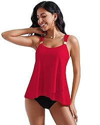 RXRXCOCO Women Tankini Bathing Suits Ruffle High