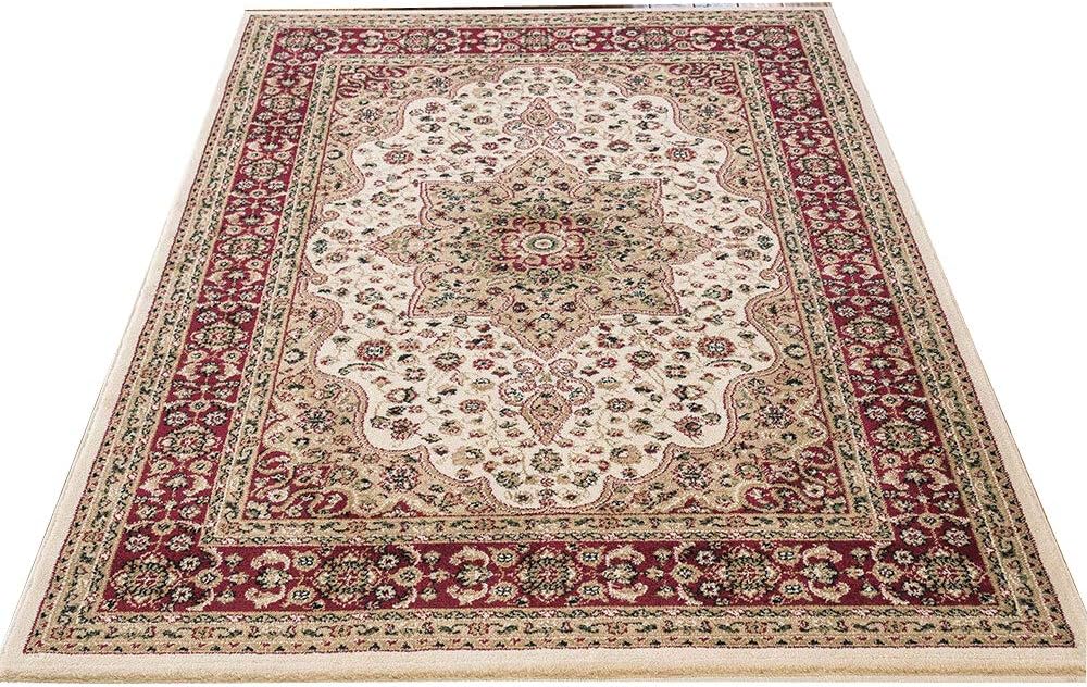 Impero Romano Polypropylene Traditional Style Floral Printed Area Rug Carpet Floor Runner Mat (Cream, 60X220CM)