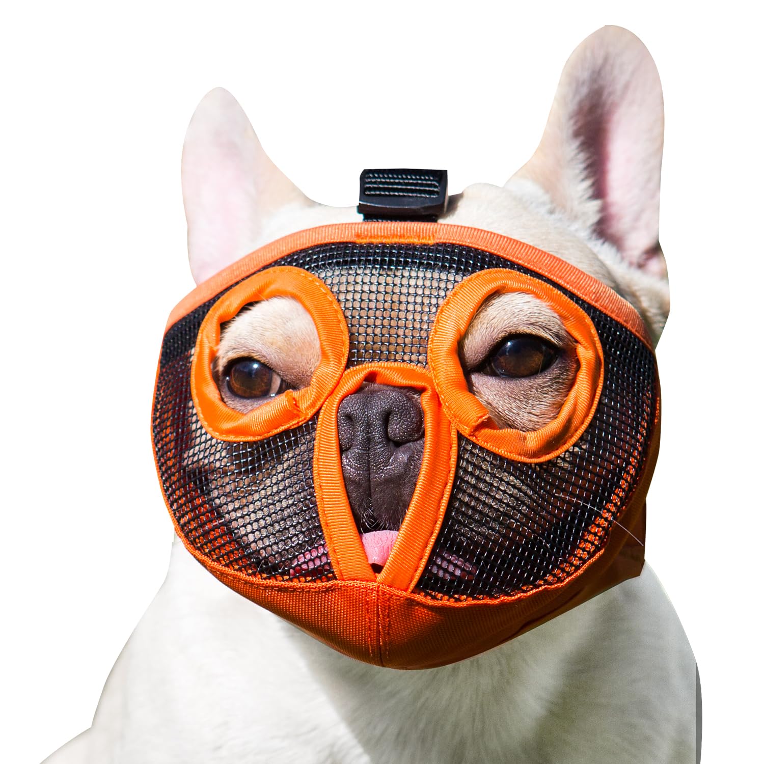 Short Snout Dog Muzzles- Bulldog Muzzle Breathable Mesh Dog Mask for Biting Chewing Training Licking Grooming (Orange, Medium(28-43cm))