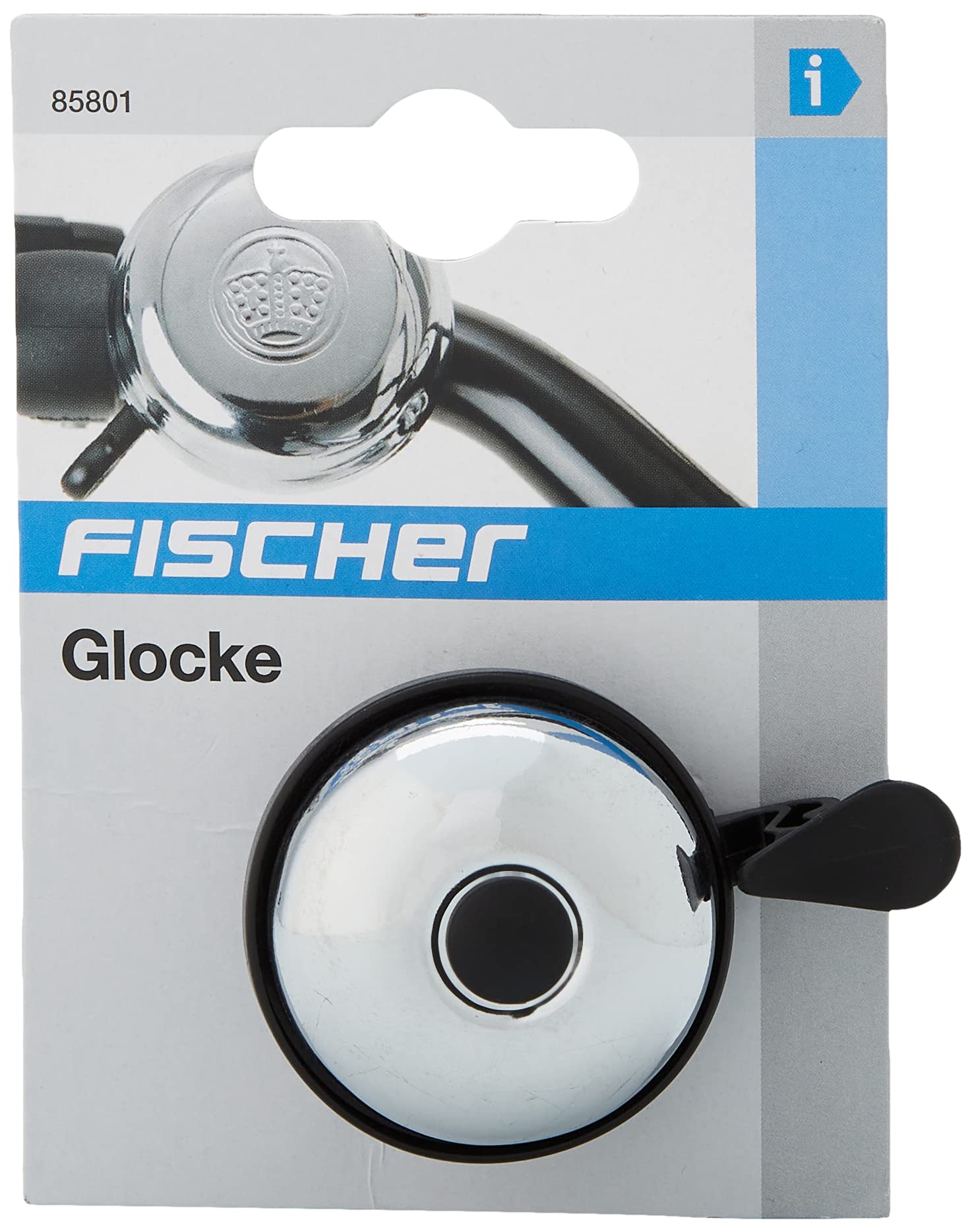 FISCHER Bicycle Bell with Screws and Fixings - Black