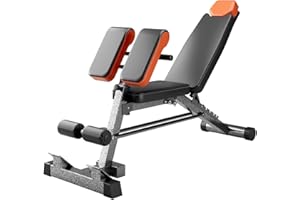 FITKS360 Adjustable Weight Bench 1000LBS– Multi-Functional Full Body Workout Equipment: Hyperextension, Roman Chair, Sit-Up Bench, Incline & Decline Bench, Flat Bench For Home Gym (Black and Orange)