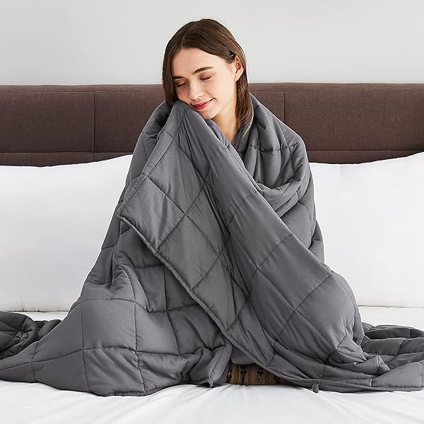 CUTEKING WEIGHTED BLANKET FOR ADULTS (15LBS, 48″X72″, FULL, GREY) HEAVY BLANKET FOR 140-150LBS, WEIGHTED BLANKET FOR COOLING & HEATING WITH PREMIUM GLASS BEADS, SOFT THICK BLANKET FOR ADULT ALL-S