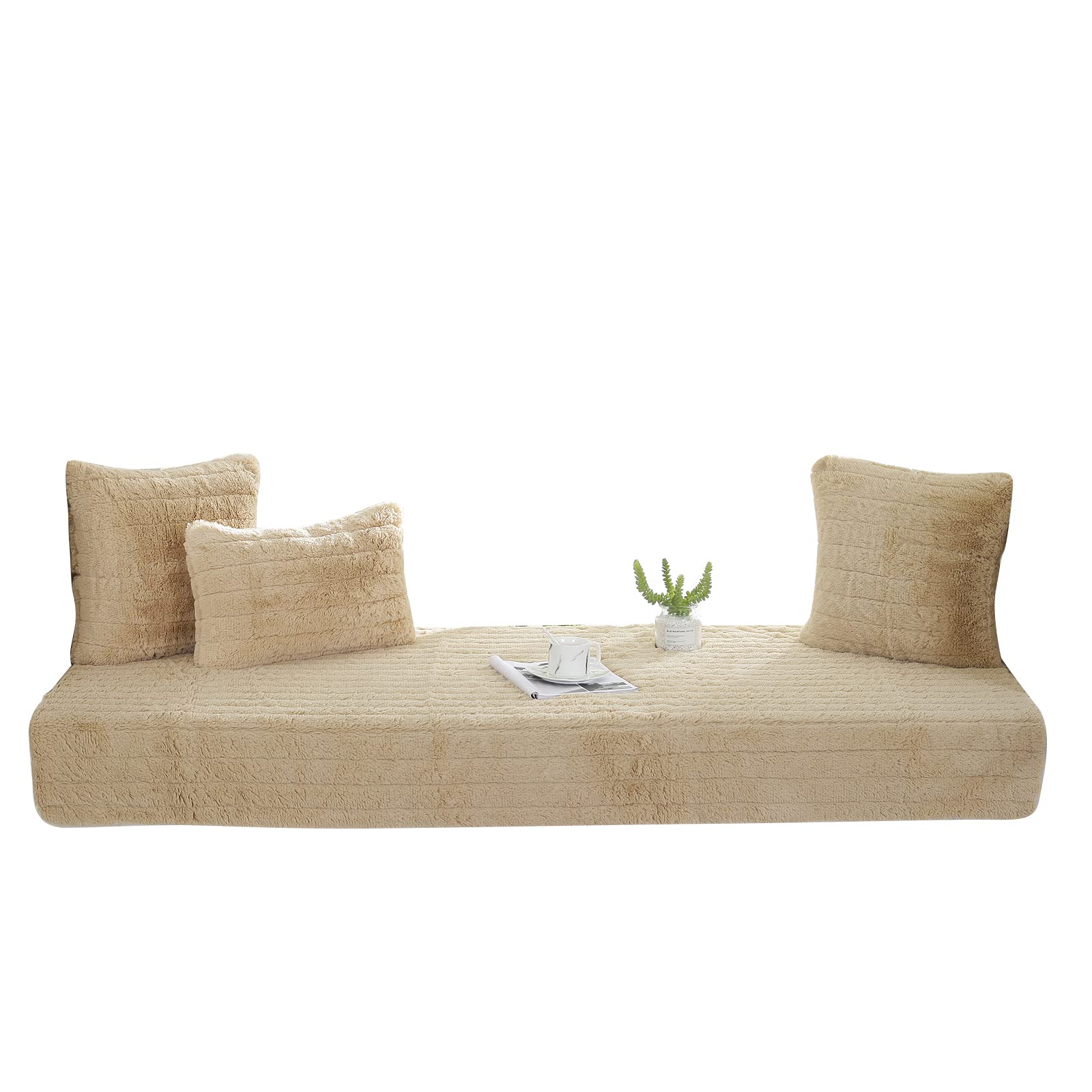 VanderHOME Padded and Thickened Soft and Fluffy Windowsill Seat Cushion Indoor Decoration Non-slip Bench/Tatami/Bedroom Living Room Windowsill Cushion 70 * 180cm-Camel clolor-seat cover(1 PC)