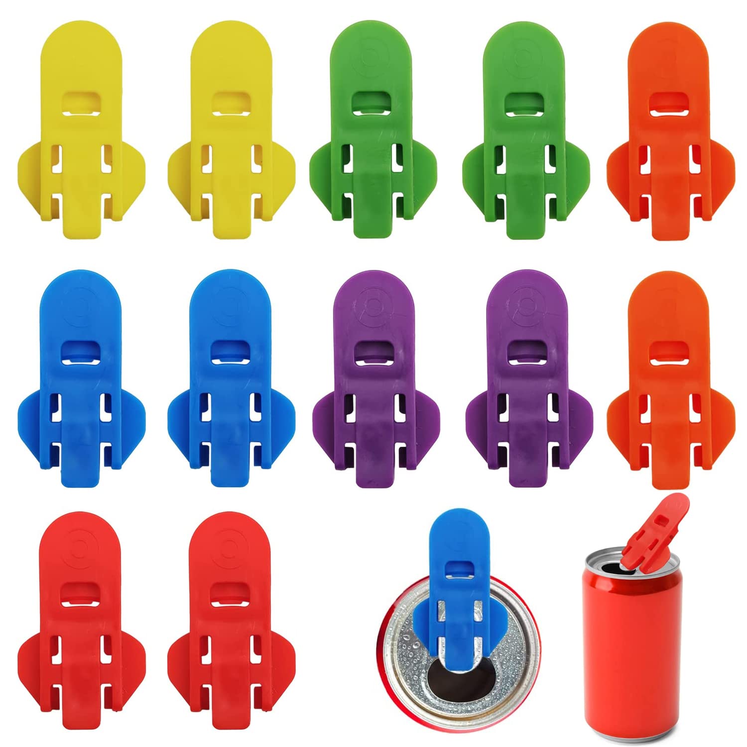 ZHIQIN 12 PCS Easy Can Opener Color Drink Shield for Cans Manual Beverage Can Protector for Coke Beer Soda Safe Ring Pull Can Opener