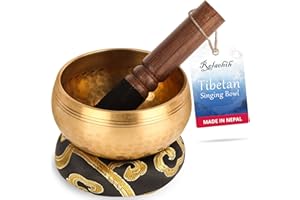 Relaehih Tibetan Singing Bowls Set-Hand-hammered in Nepal Sound Bowl for Meditation, Yoga, Chakra, Meditation Accessories, Unique Gifts for Women, Men (Black, 3.15 inch)