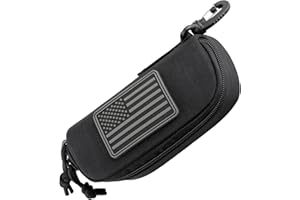 WYNEX Tactical Molle Glasses Pouch, Shockproof Eyeglass Case, Sunglass Case Hard Shell with Patch, Universal Protects Glasses