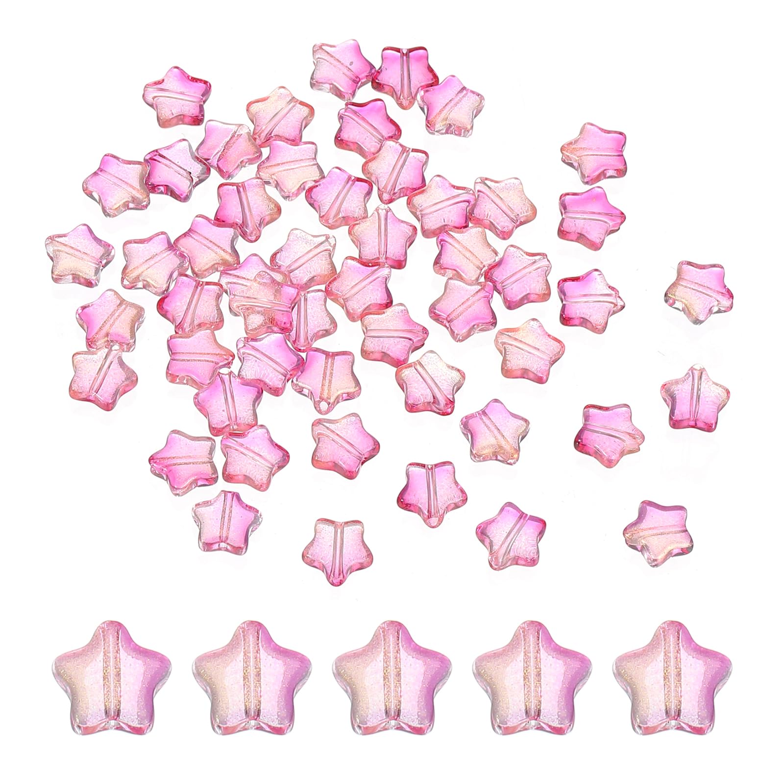 PATIKIL 8mm Crystal Star Beads, 200 Pcs Glass Spacers Bead Star Shaped Charm Pendants for Jewelry Making Bracelet Necklace DIY Crafts, Rose Red