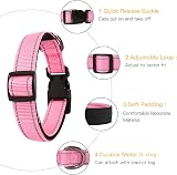 HEELE Reflective Dog Collar Pink XS 20-30cm 2cm Nylon Neoprene Padding view 3