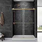GDGZQD 56" -60 "W x 75" H Frameless Shower Door, Double Sliding Shower Door，Bathroom Sliding Shower Door, SGCC Certified Temp