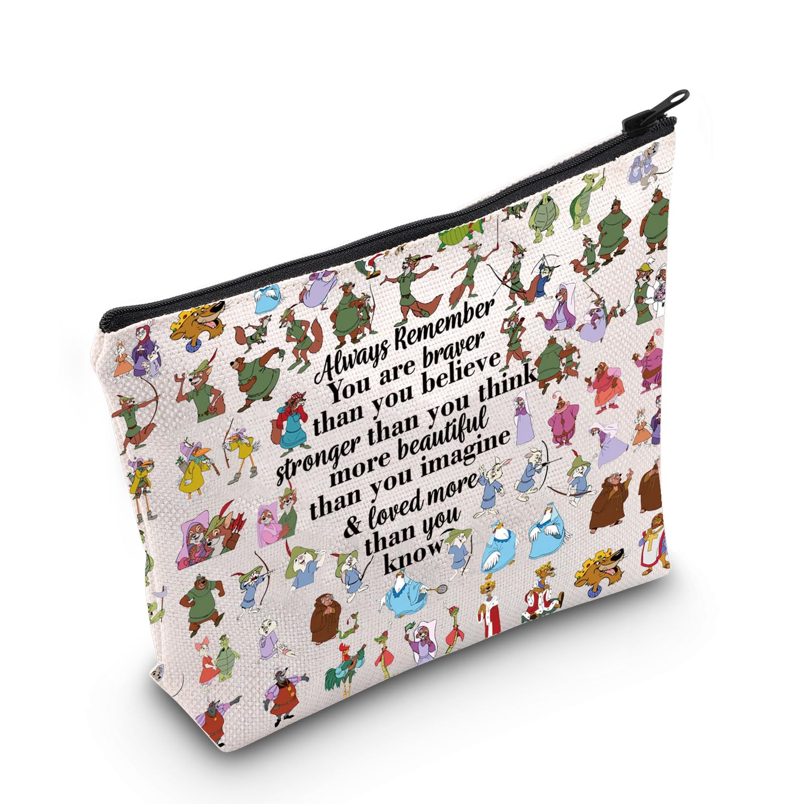 WZMPA Fox Robin & Maid Marian Cosmetic Bag Prince John & Little John Fans Gift You Are Braver Stronger Beautiful Than You Know Robinhood Makeup Zipper Pouch Bag For Movie Fans (Always fox robin),