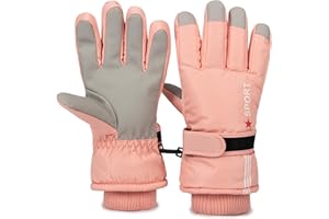 KorhLeoh Winter-Ski-Gloves for Kids - Waterproof Warm Snow Gloves Cold-Weather Non-Slip for Skiing-Snowboarding Outdoor Sports