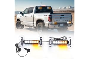 Tiannor Strobe Lights for Trucks Traffic Advisor Light Bar LED Emergency Flashing Dash Front/Rear Windshield Visor Grille Lights for Construction Vehicles Tow/Plow Work Truck(2X 6.1'',Amber White)