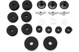 Longdex 21PCS Cymbal Replacement Accessories Cymbal Felt Pads Hi-Hat Clutch Felt Hi Hat Cup Felt Cymbal Sleeves with Base Wing Nuts and Washers