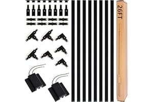 TuyuBEE 26FT H Track Lighting Rails Kit with Floating Canopy Connector, Black H Type Track Rails with End Caps, Live End Feed and T L Connector, Compatible with Single Circuit H Style Track System