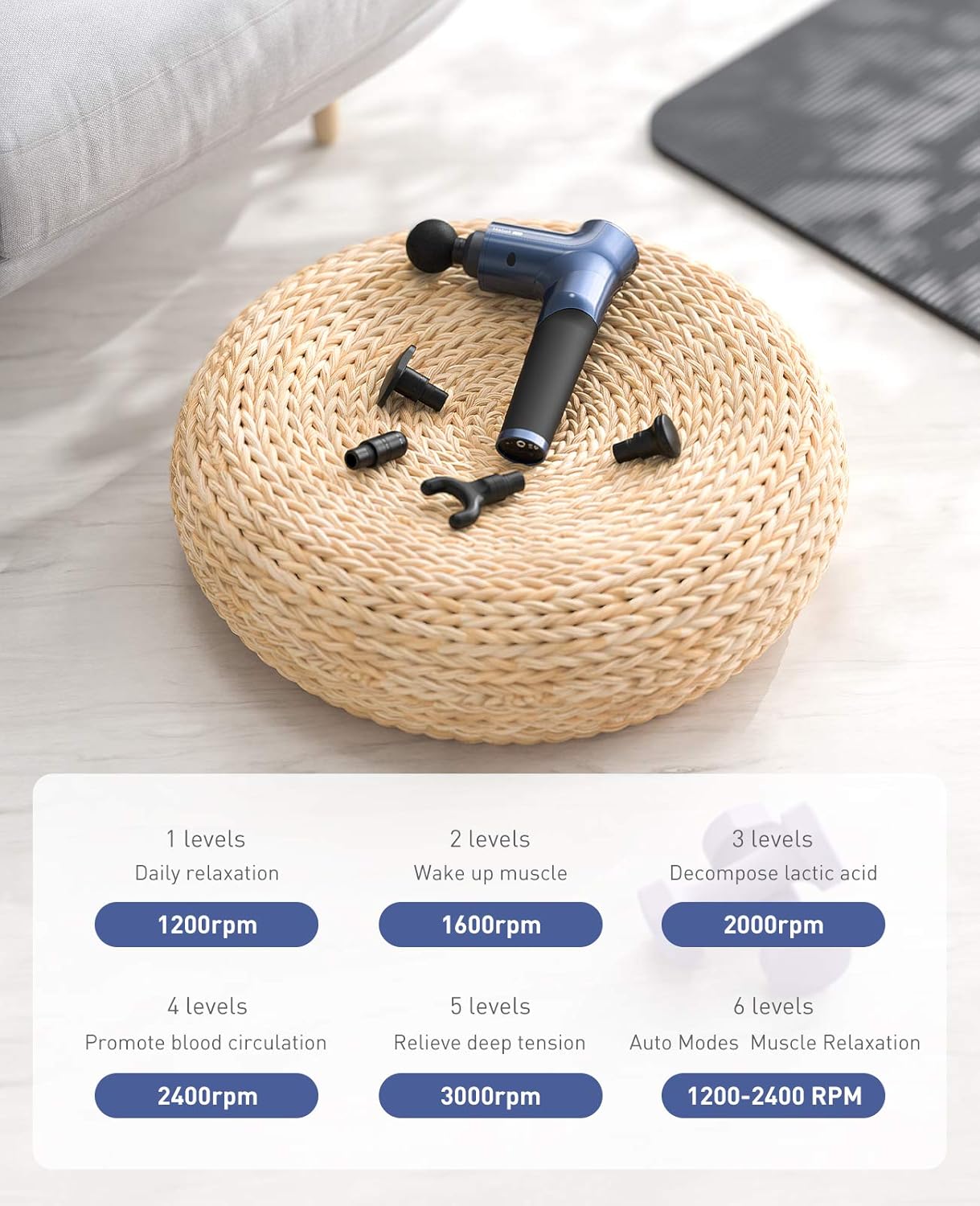 Percussion Massage Gun with Slender Handle for Back 8 Speeds Modes Deep Tissue Body Relaxation Massagers for Workout Relaxation Sore Stiffness Muscle Pain Relief Quiet for Gym Office Home Mebak Chic: Health & Personal Care