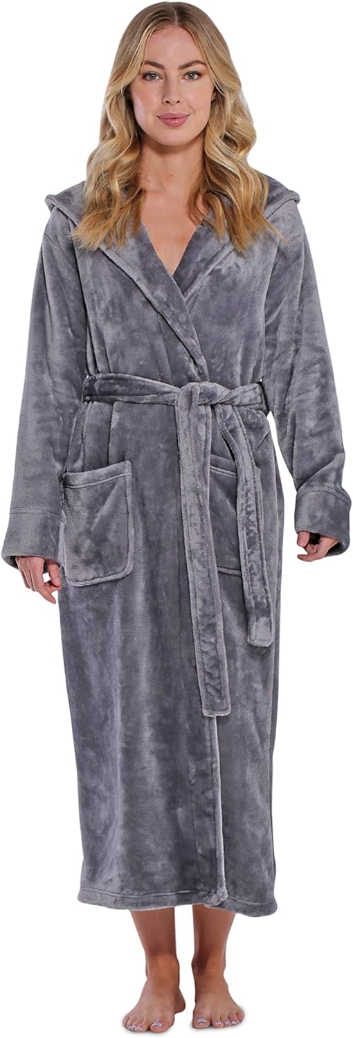 Women's Plush Soft Warm Fleece Bathrobe, Comfy Womens Robe at  Women’s Clothing store