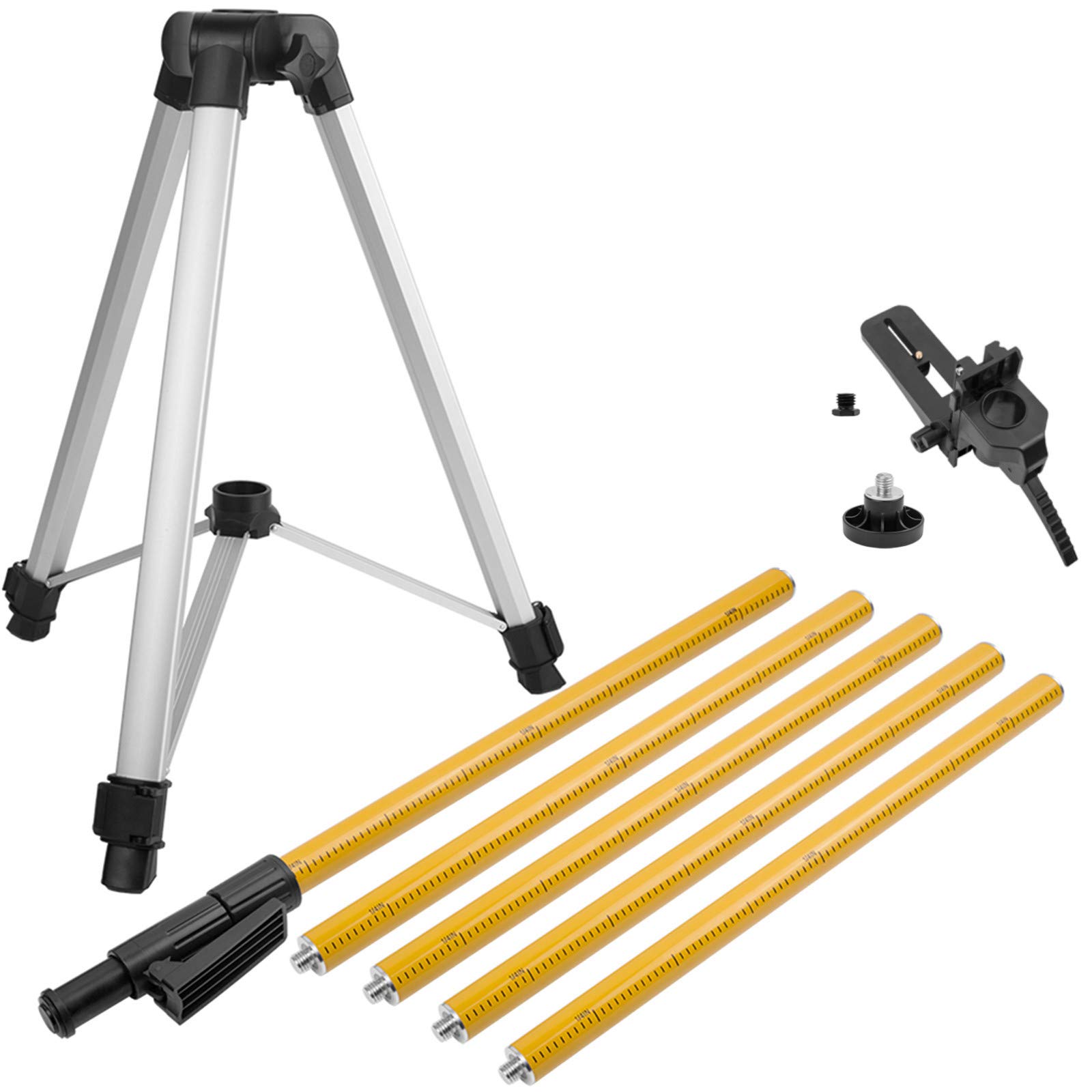 Firecore 12 Ft./3.7M Professional Telescoping Pole with Tripod and 1/4-Inch by 20-Inch Laser Mount for Rotary and Line Lasers, Adjustable Laser Mounting Pole with 5/8"-11 Threaded Adapter