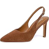 Susanny Slingback Heels for Women Pointed Closed Toe Stiletto Kitten Women's Sexy High Heeled Pumps Stray Casual Dressy Shoes Comfortable Wedding Brida Party Office