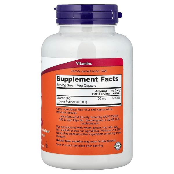 NOW FOODS B-6, 100 MG, 250 VEG CAPSULES