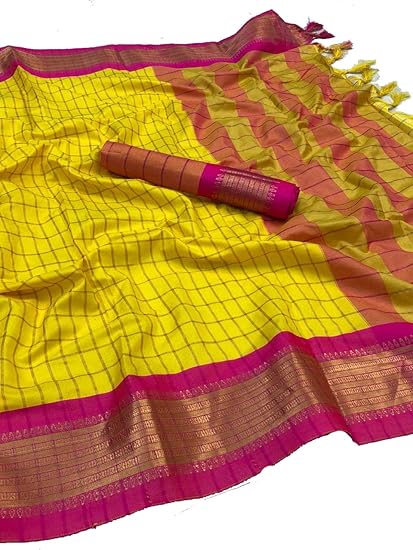 Women's Soft Cotton Silk Saree (Black)