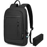 Lixiin Backpack for Men Lightweight Business Commute Laptop Backpack Anti-Theft Water Resistant Backpack for 15.6 Inch Computer for Daily Office Work with Small Bag (Black, 15.6")
