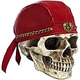 Vintage Skull Chain Cycling Bandana Doo Rags Adjustable Cap Metal Biker Leather Cap Red