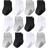 hoomore Baby Crew Socks 12-Pack,Newborn Baby Boys Girls Socks 0-3/3-6 Months,No Polyester,Soft Skin-Friendly,Combed Cotton