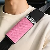 wuyaoyao 2PCS Car Seat Belt Cover Pads, Soft Leather Shoulder Pad, Pink | 2.75" × 9.25", Wear-Resistant, Hook-and-Loop Faster