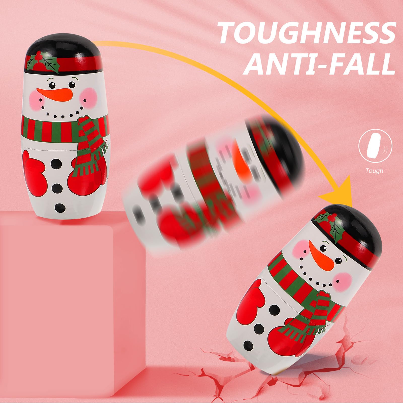 MAGICLULU 5PCS Christmas Russian Dolls Snowmen Matryoshka Wood Stacking Dolls Handmade Nesting Dolls for Birthday Home Decoration (Snowman Family)