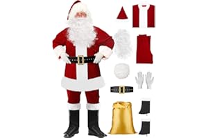 MOJONNIE Santa Claus Costume Santa Suit Adult Men Deluxe Velvet Christmas Santa Costume Set