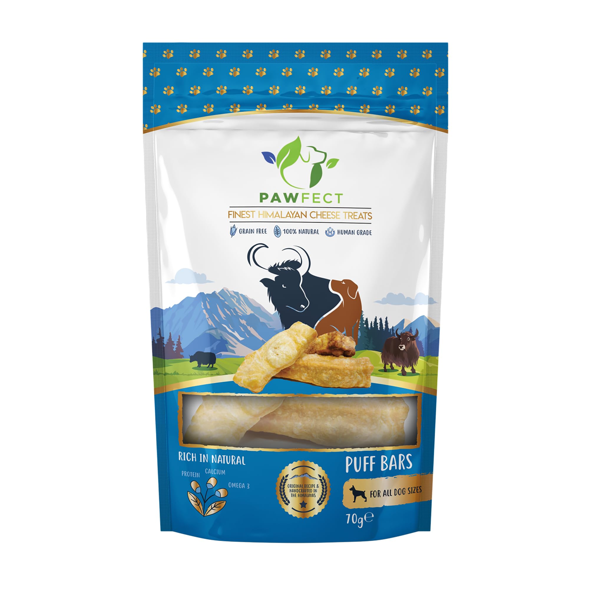 Pawfect Himalayan Cheese Puff Bars for Dogs - 100% Natural Crunchy Treat - High in Protein & Calcium - Healthy Training Treat - Grain-Free - Limited Ingredient Treats for Dogs (70g/2.47oz)
