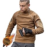 FREE SOLDIER Men's Tactical Fleece Lined Jacket Long Sleeve Crewneck Sweatshirts Pullover with Pockets Commando Sweater
