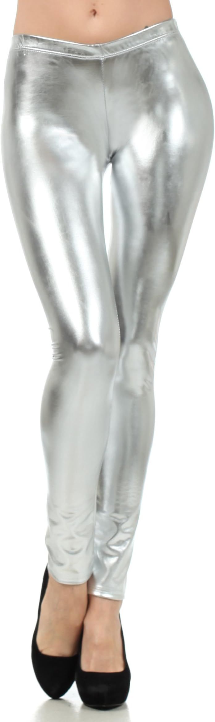 Sakkas Footless Liquid Wet Look Shiny Metallic Stretch Leggings - Made in USA