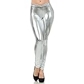 Sakkas Footless Liquid Wet Look Shiny Metallic Stretch Leggings