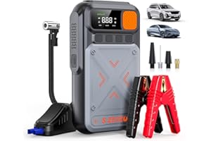 S ZEVZO B29L 10 in 1 Car Jump Starter with Air Compressor, 3500A 150PSI Jump Box Battery Pack(8.0 Gas/6.0L Diesel), Portable 12V Jump Box with Cordless Auto-Shutoff Tire Inflator, USB Ports, LCD Display
