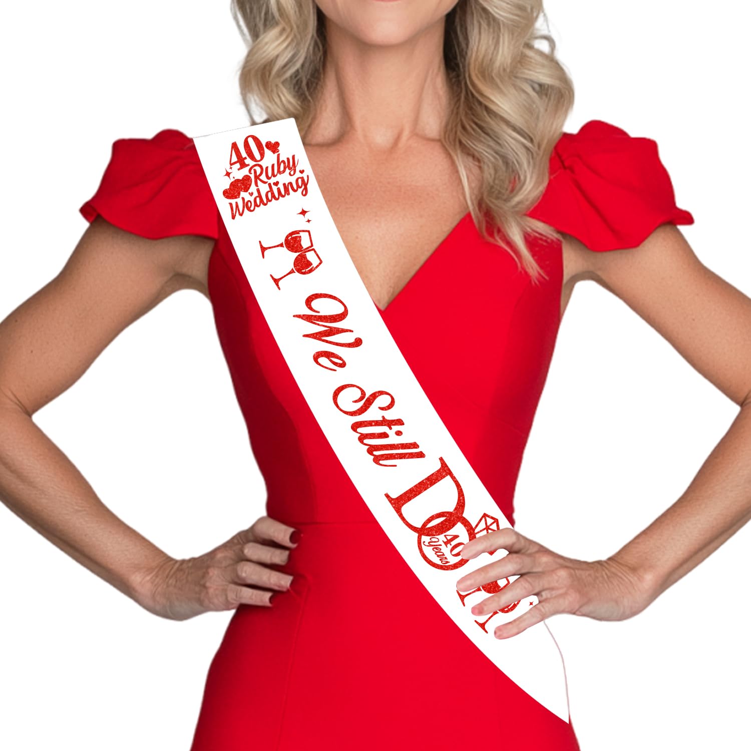 40th Anniversary Sash, Happy 40th Wedding Anniversary Party Decorations We Still Do 40 Years Sash 40th Wedding Gift Decors Favors for Cheers to 40 Years Engagement Party Supplies (40th)