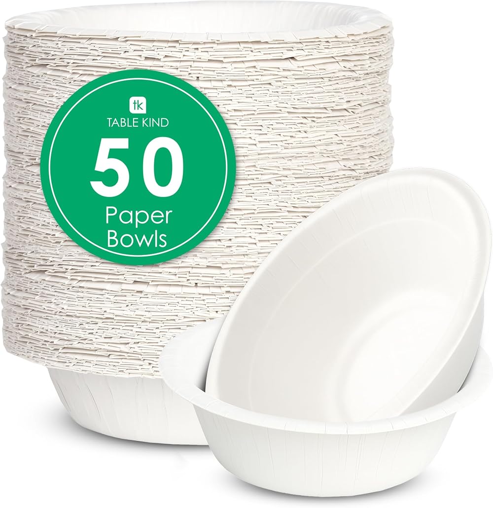 Talking Tables Table Kind 50 x Paper Bowls 18cm White Eco Friendly Recyclable