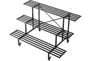Zhongma 3 Tier Sturdy Metal Plant Stand with Wheels, L45.67 x W26 x H26 inch, Heavy Duty Plant Holder for Home Indoor and Outdoor, 660 LBS Capacity & Heavy Duty Construction