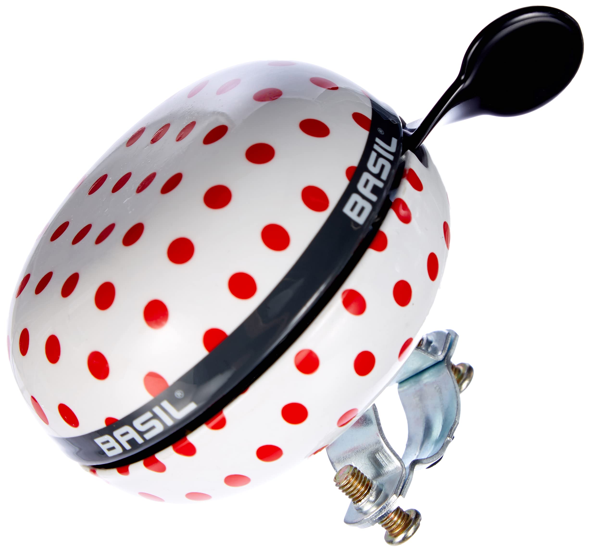 Basil Ding Dong Big Polkadot Bicycle Bell - 8 cm, White/Red