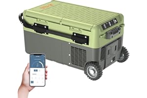 AKHAL-TEKE 12 Volt Refrigerator, Rechargeable Portable Freezer 32 Quart(30L) Dual Zone Independent Temperature Control 12/24V DC and 110-240V AC for Car, RV, Camping and Home Use -X30(NO BATTERY)