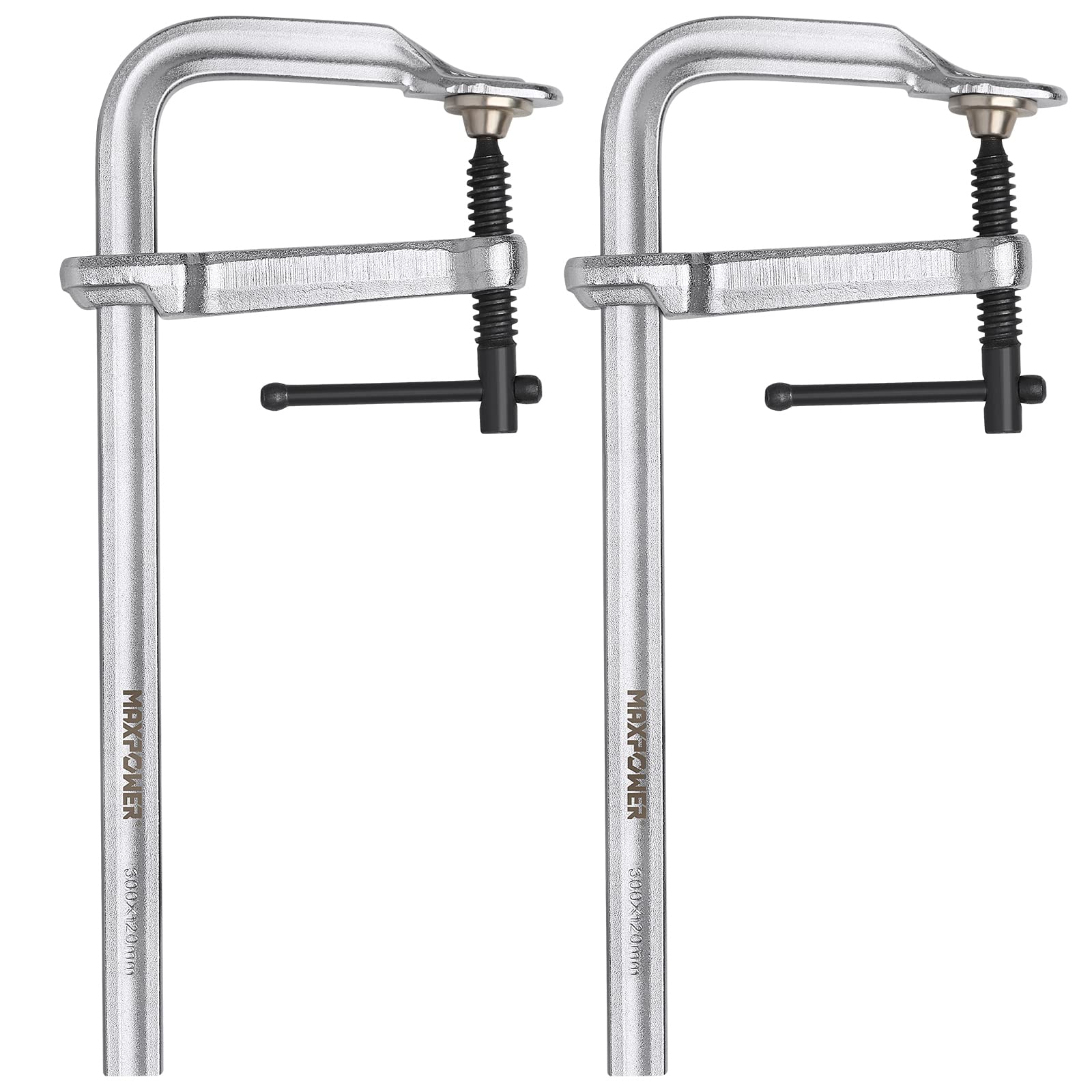 MAXPOWER Metal Welding F-Clamps 2PCs, Heavy Duty 300 x 120mm Depth (12-Inch x 4-3/4-Inch)