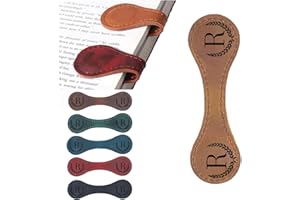 ARTLAZA Personalized Magnetic Leather Bookmark, 26 Letters Custom Leather Bookmarks, Handmade, Leather Magnetic Bookmark for Book Lovers Readers Women Kid(Dark Yellow，R）