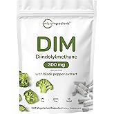 DIM Active Supplement, DIM 300mg, 240 Veggie Capsules (8-Month Supply), 2 in 1 Formula, Estrogen Metabolism, Premium DIM-Plus Broccoli Extract Supplement With Black Pepper for Better Absorption