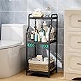 HapiRm Bathroom Shelf Unit Organizer - 3 Tier Expandable Narrow Shelf, Metal Free-Standing Shelves, Open Floor Rack Slim Storage Cabinet, Ideal for Bathroom, Laundry, Kitchen Organization (Black)