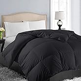 EASELAND Oversized Queen Down Alternative Comforter - Quilted Duvet Insert for All Seasons, Soft Lightweight with Corner Tabs, Summer Winter Warm Bedding, Black 98×98 Inches