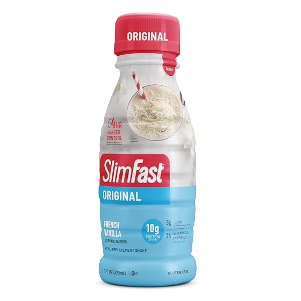 SLIMFAST MEAL REPLACEMENT SHAKE, ORIGINAL FRENCH VANILLA, 10G OF READY TO DRINK PROTEIN, 11 FL. OZ BOTTLE, 4 COUNT