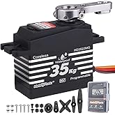 HobbyPark Waterproof 35KG High Torque Servo Motor Coreless Metal Gears Digital RC Steering Servo and 25T Servo Horn for 1/8 1/10 1/12 RC Crawler RC Trucks RC Cars Robots DIY 180&deg; HV Fast, Powerful